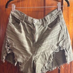 American Eagle Outfitters High Waist Shorts - Olive Green
